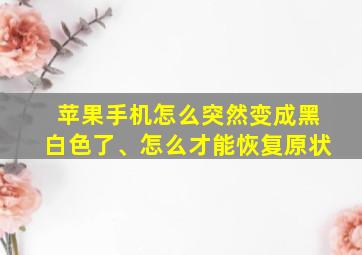 苹果手机怎么突然变成黑白色了、怎么才能恢复原状