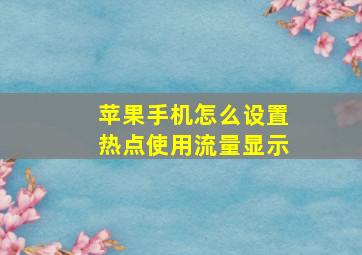 苹果手机怎么设置热点使用流量显示