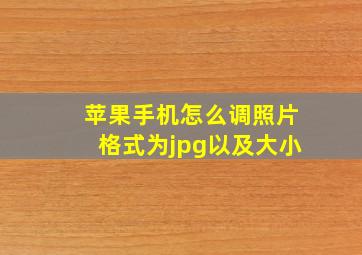 苹果手机怎么调照片格式为jpg以及大小