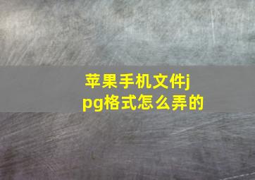 苹果手机文件jpg格式怎么弄的