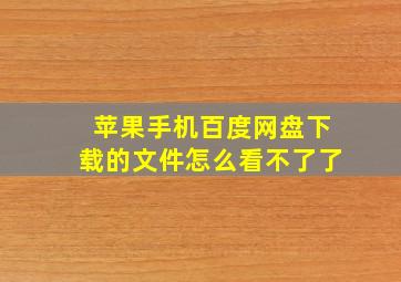 苹果手机百度网盘下载的文件怎么看不了了