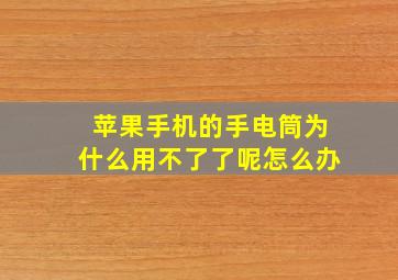 苹果手机的手电筒为什么用不了了呢怎么办