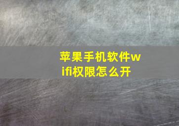 苹果手机软件wifi权限怎么开