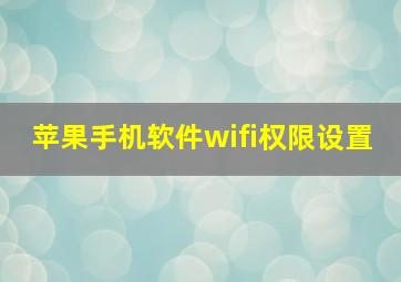 苹果手机软件wifi权限设置