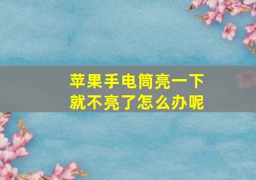 苹果手电筒亮一下就不亮了怎么办呢