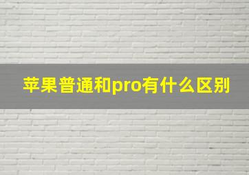 苹果普通和pro有什么区别