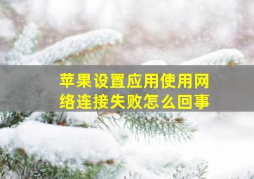 苹果设置应用使用网络连接失败怎么回事