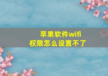 苹果软件wifi权限怎么设置不了