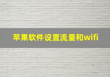 苹果软件设置流量和wifi