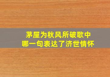 茅屋为秋风所破歌中哪一句表达了济世情怀