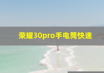 荣耀30pro手电筒快速