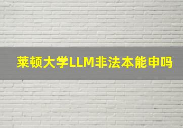 莱顿大学LLM非法本能申吗