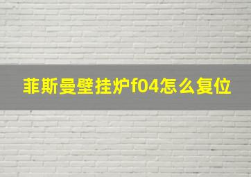 菲斯曼壁挂炉f04怎么复位