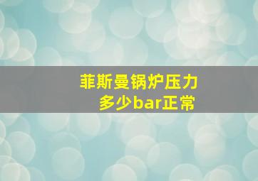 菲斯曼锅炉压力多少bar正常