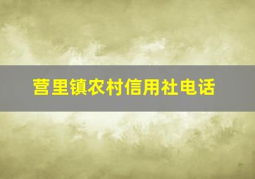 营里镇农村信用社电话