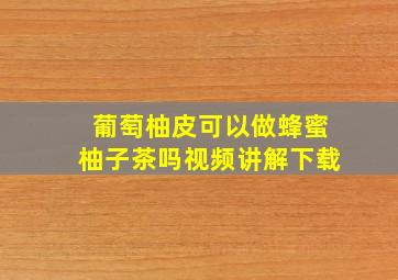 葡萄柚皮可以做蜂蜜柚子茶吗视频讲解下载