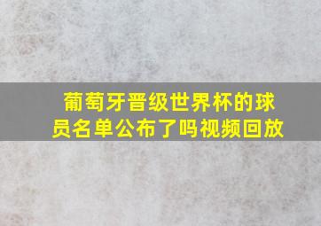 葡萄牙晋级世界杯的球员名单公布了吗视频回放