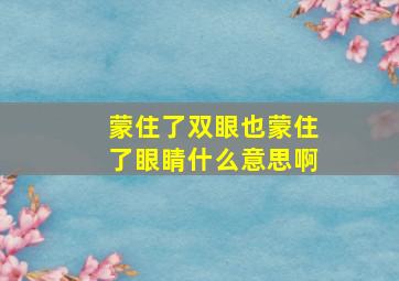 蒙住了双眼也蒙住了眼睛什么意思啊