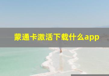 蒙通卡激活下载什么app