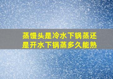 蒸馒头是冷水下锅蒸还是开水下锅蒸多久能熟