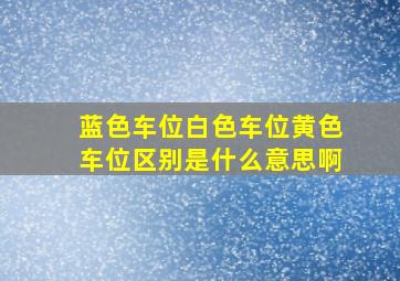 蓝色车位白色车位黄色车位区别是什么意思啊