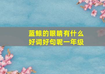 蓝鲸的眼睛有什么好词好句呢一年级