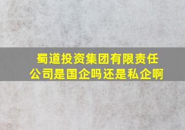 蜀道投资集团有限责任公司是国企吗还是私企啊