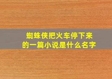 蜘蛛侠把火车停下来的一篇小说是什么名字