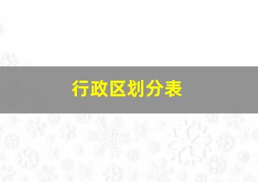 行政区划分表