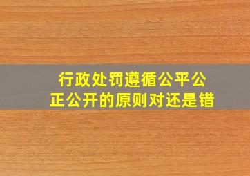 行政处罚遵循公平公正公开的原则对还是错