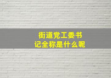 街道党工委书记全称是什么呢