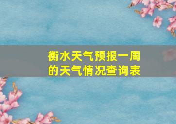 衡水天气预报一周的天气情况查询表