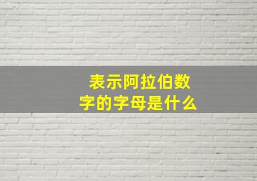 表示阿拉伯数字的字母是什么