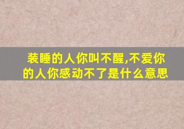 装睡的人你叫不醒,不爱你的人你感动不了是什么意思