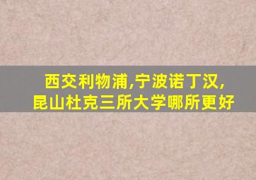 西交利物浦,宁波诺丁汉,昆山杜克三所大学哪所更好