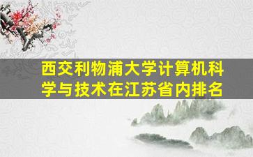 西交利物浦大学计算机科学与技术在江苏省内排名