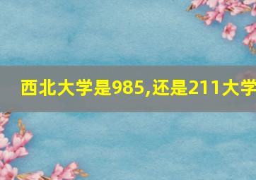 西北大学是985,还是211大学