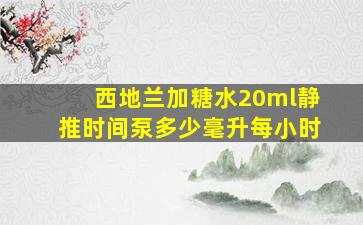 西地兰加糖水20ml静推时间泵多少毫升每小时