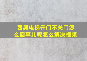 西奥电梯开门不关门怎么回事儿呢怎么解决视频