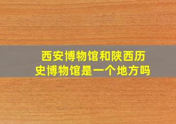 西安博物馆和陕西历史博物馆是一个地方吗