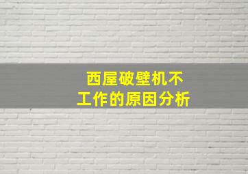 西屋破壁机不工作的原因分析