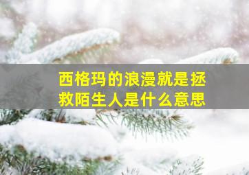 西格玛的浪漫就是拯救陌生人是什么意思