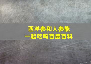 西洋参和人参能一起吃吗百度百科