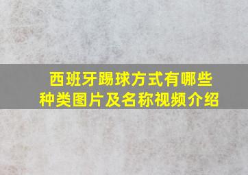 西班牙踢球方式有哪些种类图片及名称视频介绍