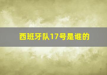 西班牙队17号是谁的