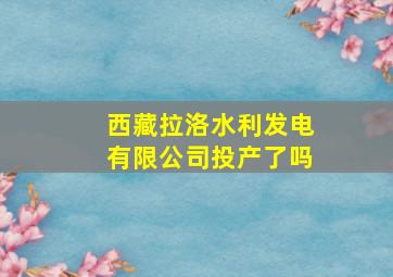 西藏拉洛水利发电有限公司投产了吗