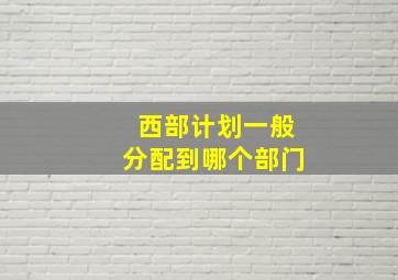 西部计划一般分配到哪个部门