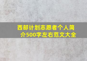 西部计划志愿者个人简介500字左右范文大全