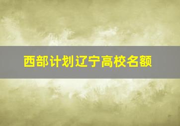 西部计划辽宁高校名额