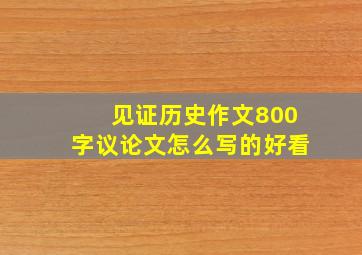 见证历史作文800字议论文怎么写的好看